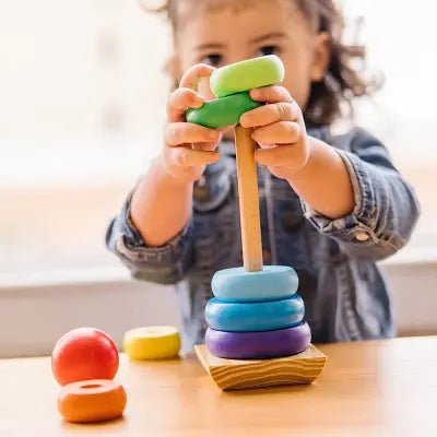 Jouet en Bois - WoodenToys™ - Tour arc - en - ciel - Mon Univers Éveil Bébé