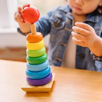 Jouet en Bois - WoodenToys™ - Tour arc - en - ciel - Mon Univers Éveil Bébé