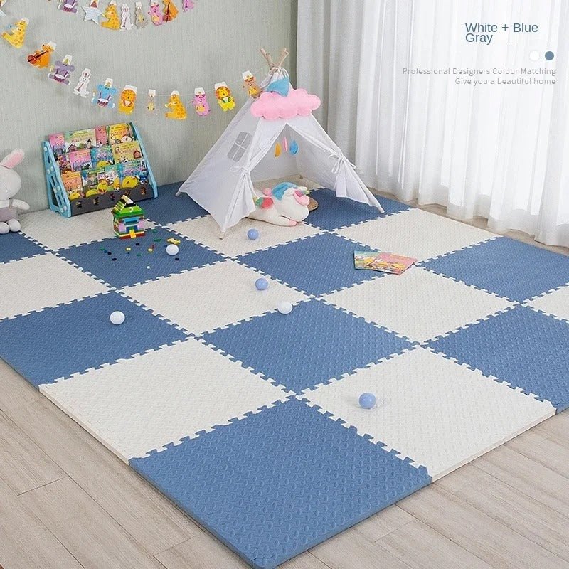 Tapis de jeu bébé - Bleu et blanc 16 pièces - Mon Univers Éveil Bébé