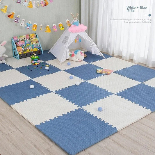 Tapis de jeu bébé - Bleu et blanc 16 pièces - Mon Univers Éveil Bébé