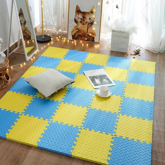 Tapis de jeu bébé - Bleu et jaune 16 pièces - Mon Univers Éveil Bébé