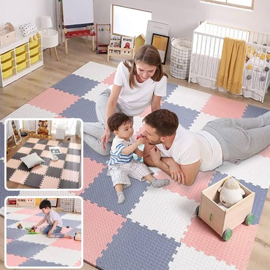Tapis de jeu bébé - Gris et jaune 16 pièces - Mon Univers Éveil Bébé