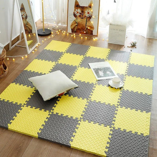 Tapis de jeu bébé - Gris et jaune 16 pièces - Mon Univers Éveil Bébé
