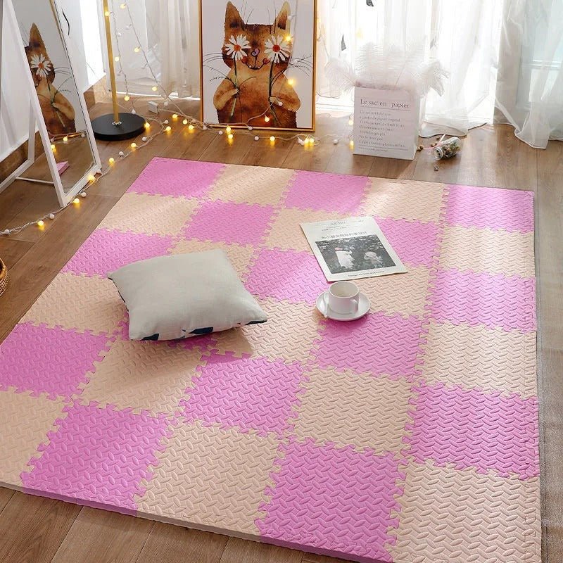 Tapis de jeu bébé - Rose et beige 16 pièces - Mon Univers Éveil Bébé